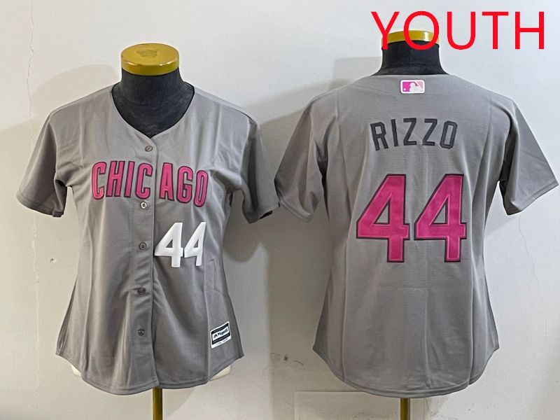 Youth Chicago Cubs #44 Rizzo Grey Fashion Game 2025 Nike MLB Jersey style 7->youth mlb jersey->Youth Jersey